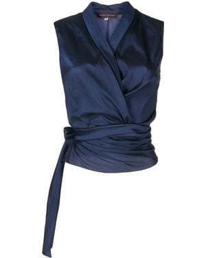 Talbot Runhof Blusa Sin Mangas Cruzada - Azul