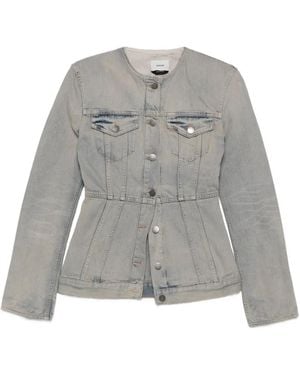 Haikure Button-Up Denim Jacket - Grey