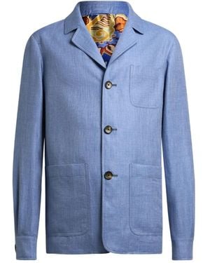 Etro Three-button Patch-pocket Linen Jacket - ブルー