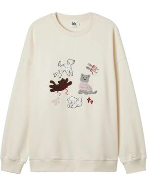 B+ AB Embroidered Sweatshirt - White