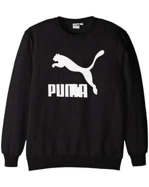 PUMA Logo-Print Crew-Neck Sweatshirt - Black