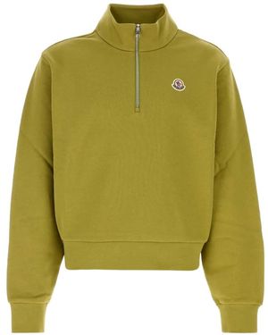 Moncler Logo-Patch Quarter-Zip Jumper - Green