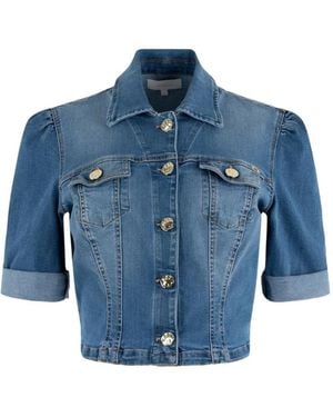 Kocca Short-Sleeve Cropped Denim Jacket - Blue