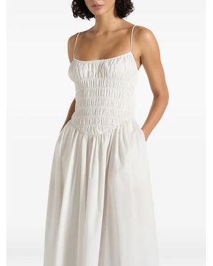 Manière De Voir Elva Smocked-Waist Cotton Maxi Dress - White