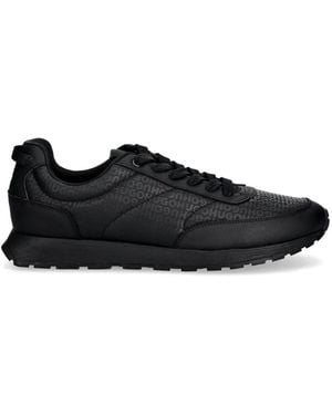 HUGO Low-Top Sneakers With Monogrammed Uppers - Black