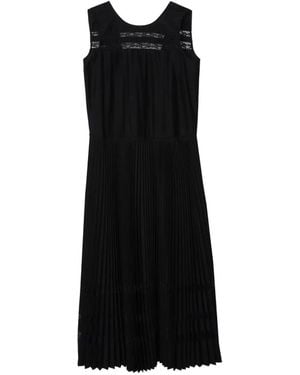 3.1 Phillip Lim Pleated A-Line Lace-Insert Midi Dress - Black