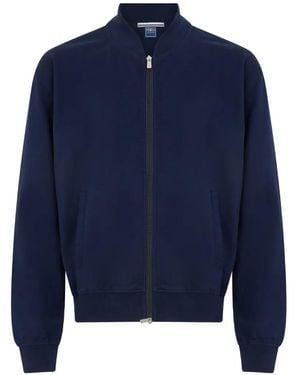 Fedeli Zip-Up Ribbed-Trim Jacket - Blue