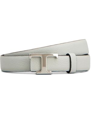 Tod's Logo-Buckle Reversible Leather Belt - White