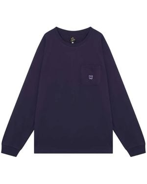 LS Crew Neck T-Shirt – Purple/Sax Blue | Needles | Nepenthes