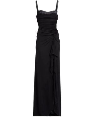Elie Saab Ruched Ruffled Maxi Dress - Black