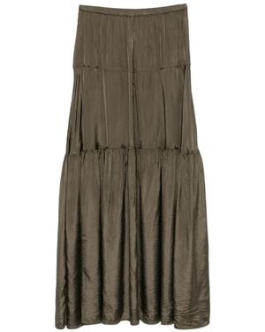 Aspesi Tiered Crinkled-Finish Maxi Skirt - Natural