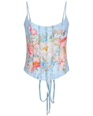 retroféte Moxie Floral-Print Corset Top - White