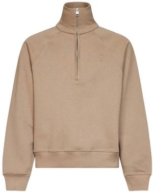 Ami Paris Ami De Coeur-Embroidered Sweatshirt - Natural