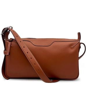 Bonastre S Rider Contrast-Stitch Shoulder Bag - Brown