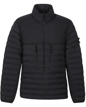 Stone Island Quilted Logo-Patch Jacket - Blue