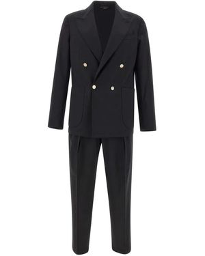 Briglia 1949 Double-Breasted Peak-Lapel Suit - Black
