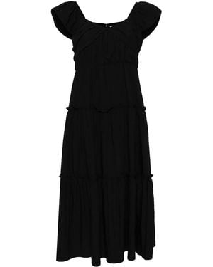 B+ AB Pleated Tiered Midi Dress - Black