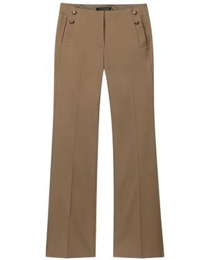 Luisa Cerano Pantalon Évasé À Boutonnière - Natural
