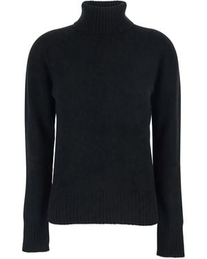 Grifoni Gerippter Rollkragenpullover - Schwarz