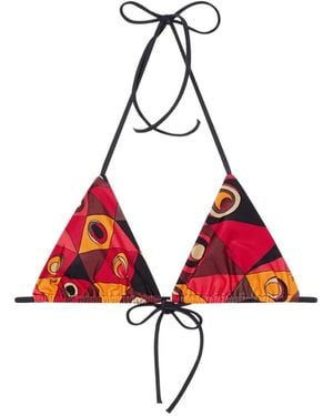 PUCCI Occhi-Print Triangle Bikini Top - Red