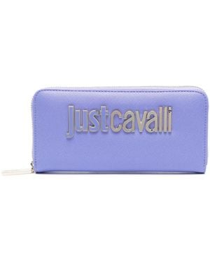 Just Cavalli Logo-Lettering Faux-Leather Wallet - Purple