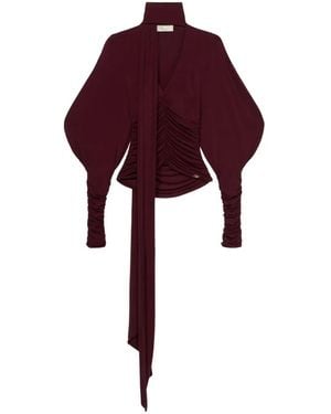 Blumarine Gesmockte Blouse Met Stola-Detail - Rood