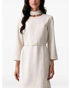 ARMANI EXCHANGE Belted Cut-Out Mini Dress - Natural