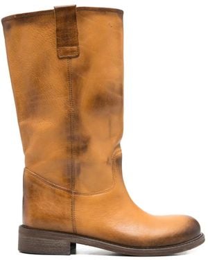 GISÉL MOIRÉ Stev Leather Boots - Brown