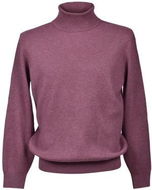 Brunello Cucinelli Ribbed-Knit Turtleneck Sweater - Purple