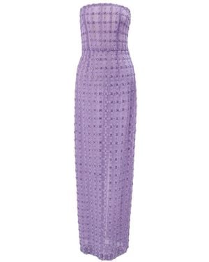 Carolina Herrera Crystal-Embroidered Column Gown - Purple
