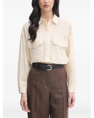 Benetton Striped Flap-Pocket Shirt - Natural