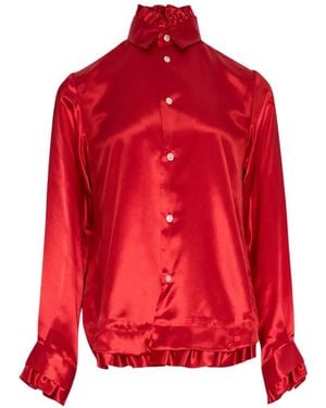 Noir Kei Ninomiya Ruffled Satin Blouse - Red
