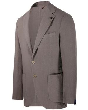 Santaniello Buttoned Pocket Blazer - Brown