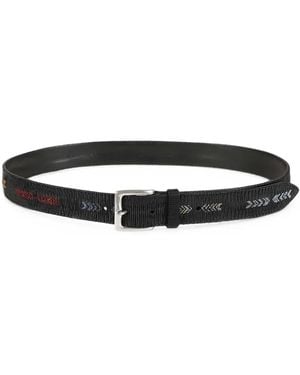 Orciani Arrow-Embroidered Textured-Leather Belt - White