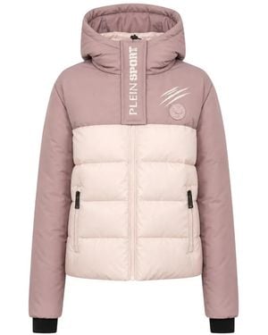 Philipp Plein Scratch Logo-Patch Puffer Jacket - Pink