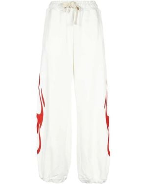 Vision Of Super Flame-Print Elasticated-Waistband Track Pants - White
