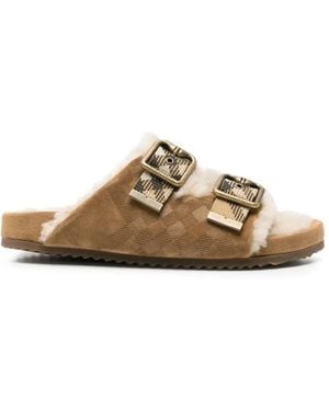 Burberry Sandalias Check Con Cierre De Hebilla - Marrón