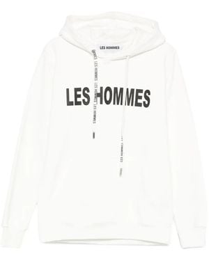 Les Hommes Logo-Detail Hoodie - White