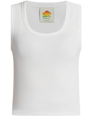 FARM Rio Embroidered-Motif Top - White
