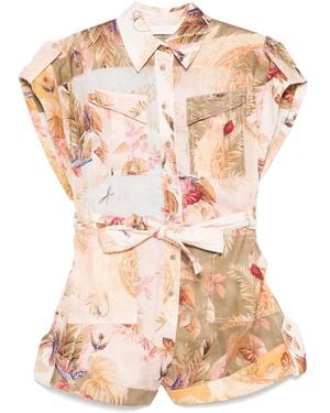 Zimmermann Ascension Cuffed Playsuit - Pink