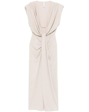 Imperial Draped Knot Midi Dress - White