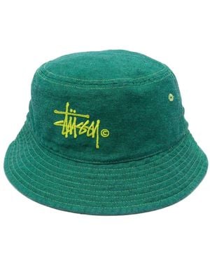 Stussy Logo-Embroidered Bucket Hat - Green