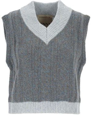 Pennyblack Cable-Knit V-Neck Vest - Gray