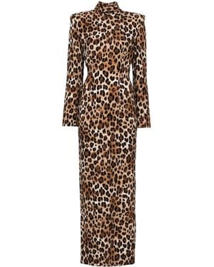ROWEN ROSE Leopard-Print Maxi Dress - Natural