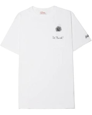 MC2 Saint Barth Austin Embroidered-Logo Pocket T-Shirt - White