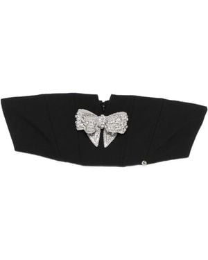 Nissa Bow-Embellished Bustier Top - Black