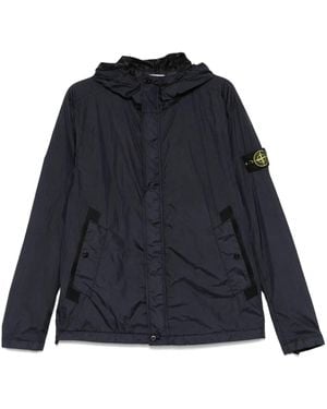 Stone Island Logo Hooded Jacket - Blue