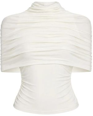 LAPOINTE Ruched-Design Mock-Neck Top - White