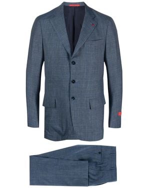 Isaia チェック シングルスーツ - ブルー