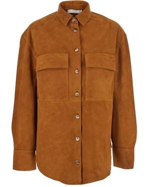 Tela Button-Fastening Suede Shirt - Brown